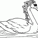 Swan With Flowers Coloring Page