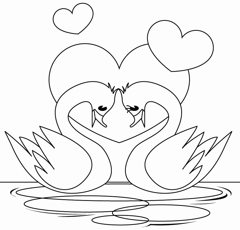 Swans In Love Coloring Page