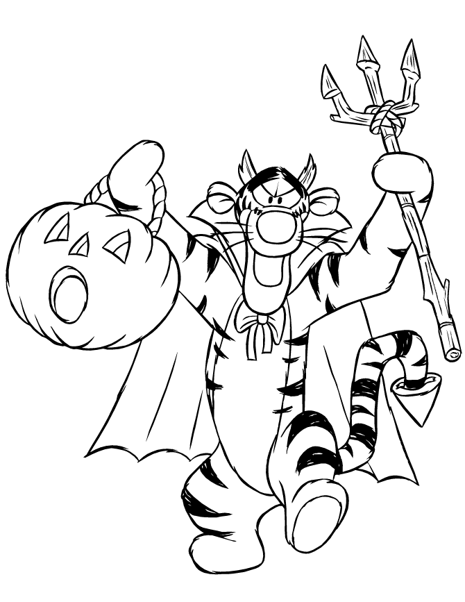 Tigger Trick Or Treating Disney Halloween Coloring Pages