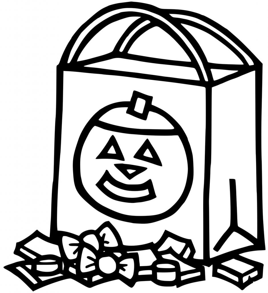 Trick Or Treat Bag Halloween Coloring Pages