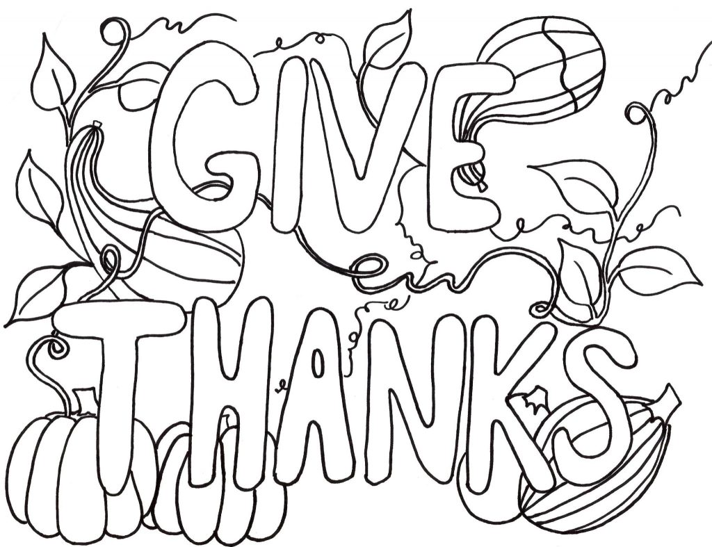 Easy Thanksgiving Coloring Page For Adults