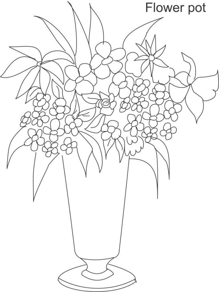 Flower Pot Coloring Page