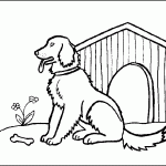 Golden Retriever Dog House Coloring Page