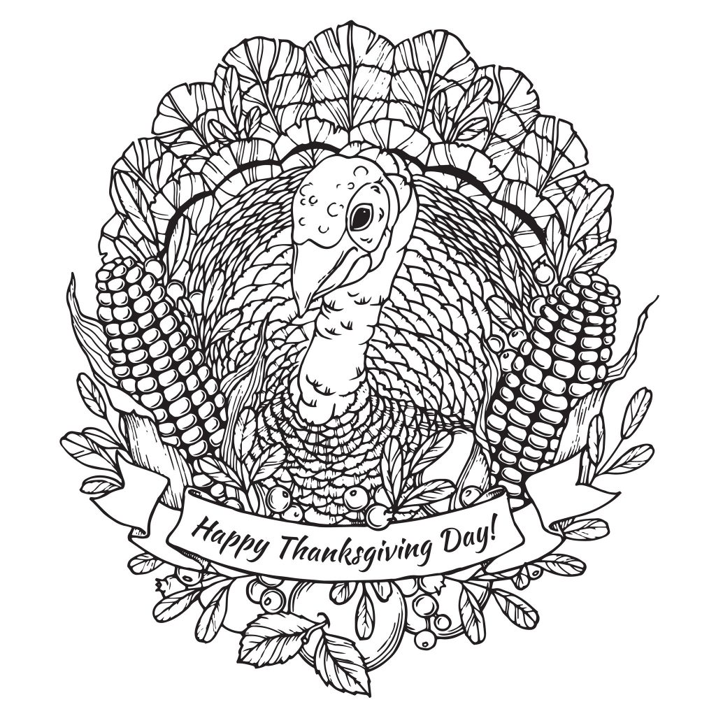 Happy Thanksgiving Coloring Page For Adults