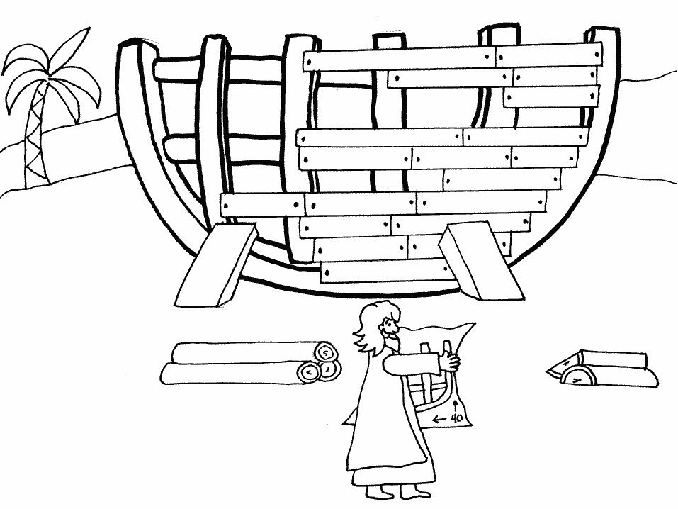 Noah Building The Ark Coloring Page