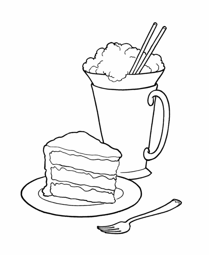 Cake And Ice Cream Dessert Coloring Pages