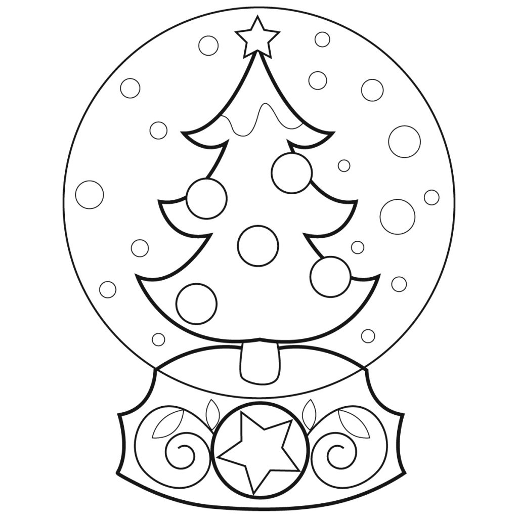 Christmas Snowglobe Printable Coloring Pages