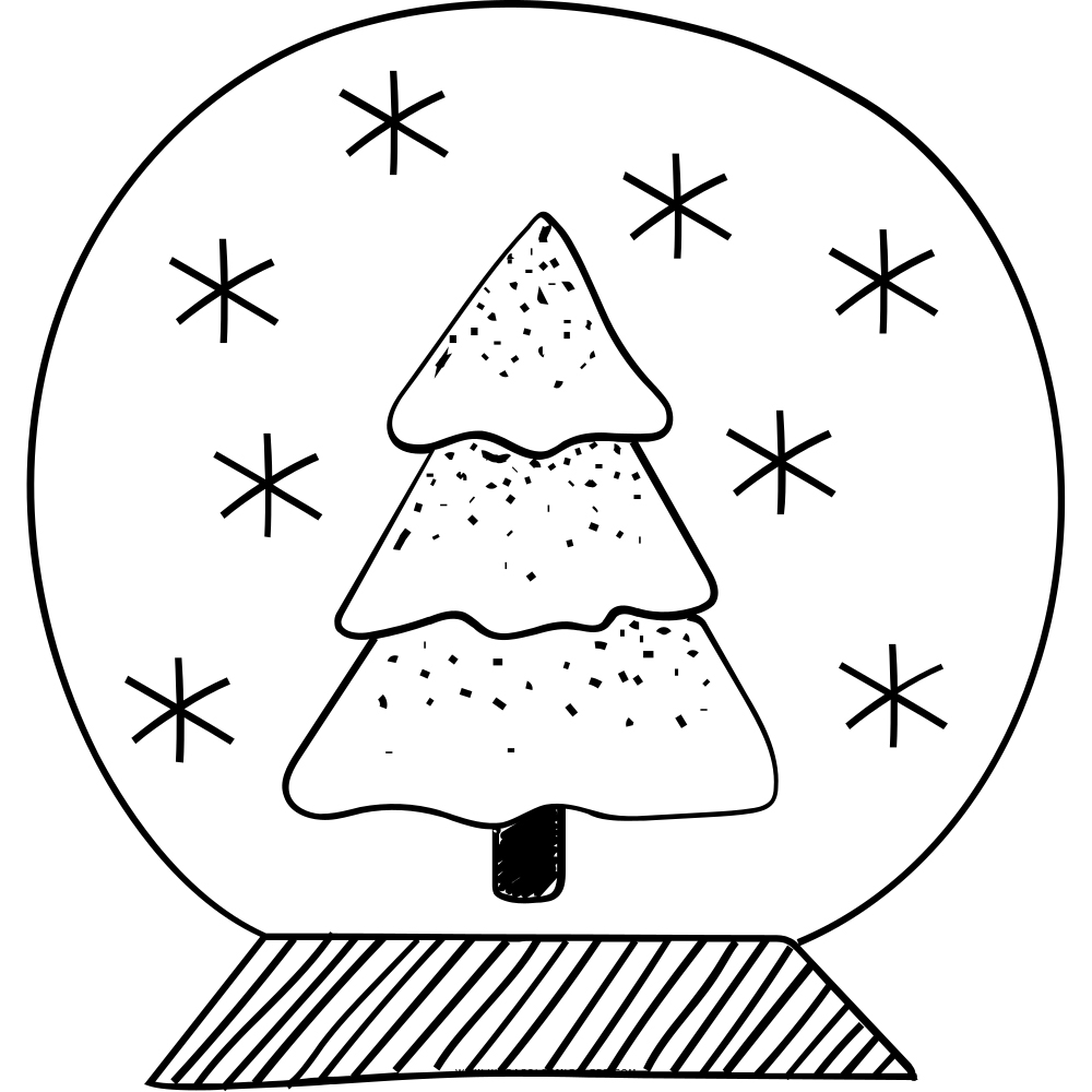 Christmas Tree Snowglobe Coloring Page