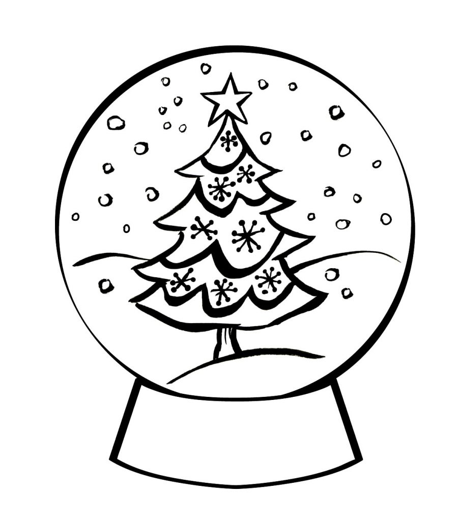 Christmas Tree Snowglobe Coloring Page