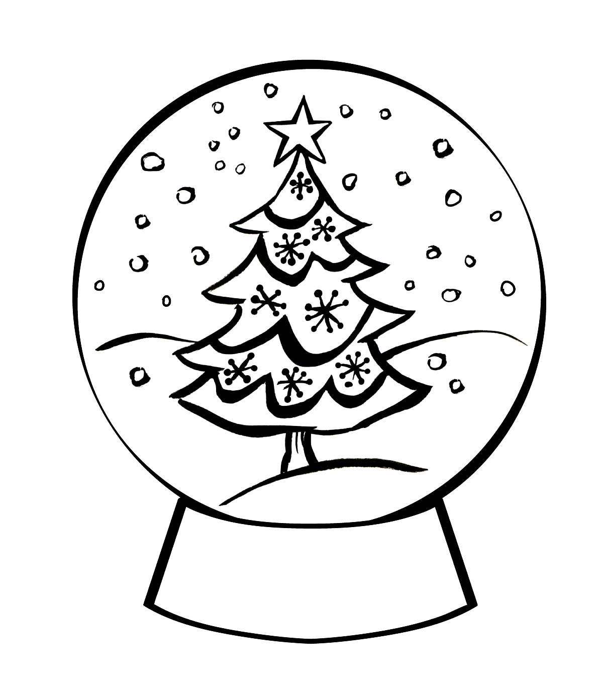 Merry Christmas Snowglobe Coloring Page