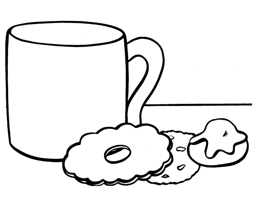 Cookies And Coffee Dessert Coloring Pages
