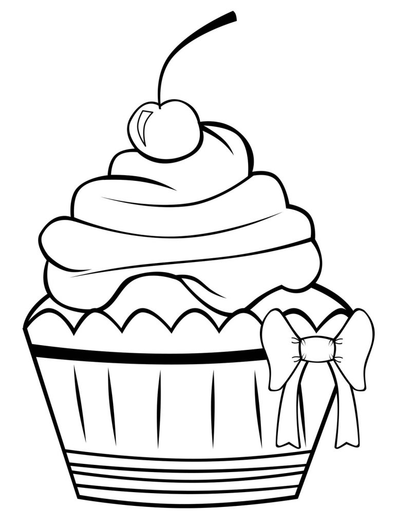 Cupcake Dessert Coloring Page