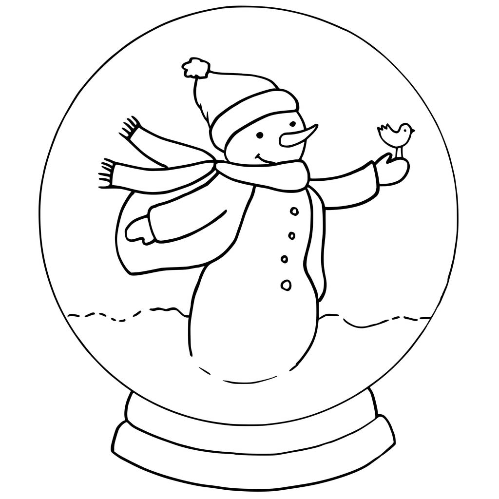 Cute Snowman Snowglobe Coloring Pages