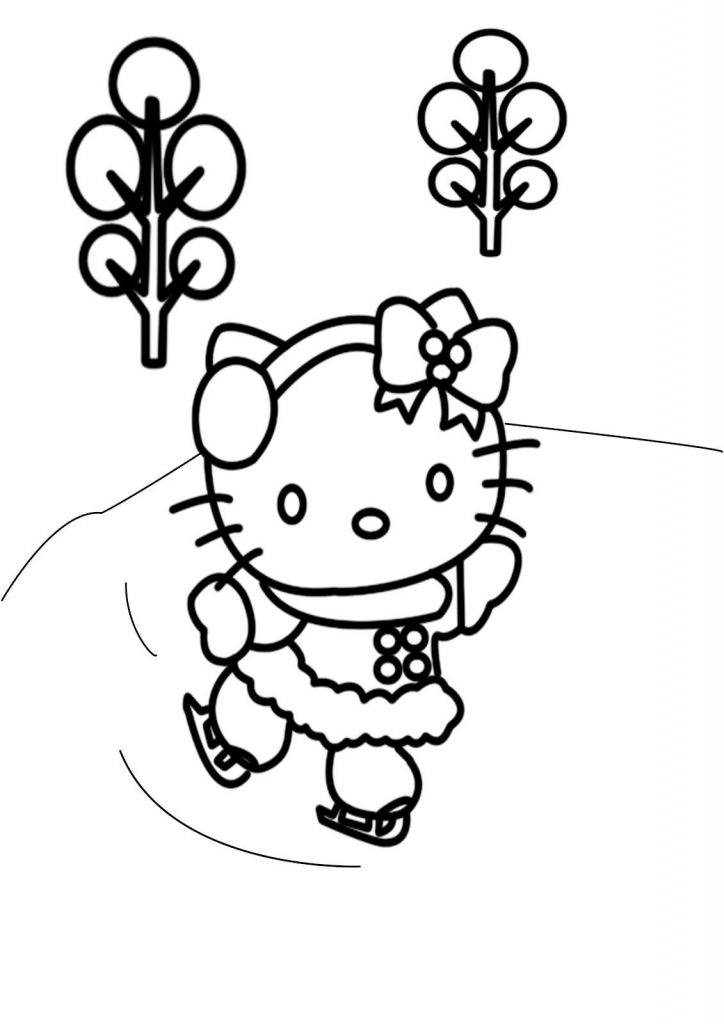 Hello Kitty Christmas Skating Coloring Pages