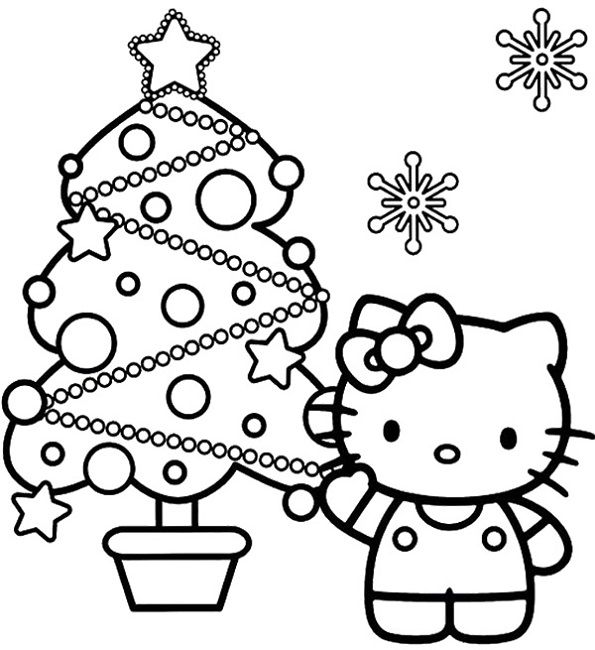 Hello Kitty Christmas coloring page