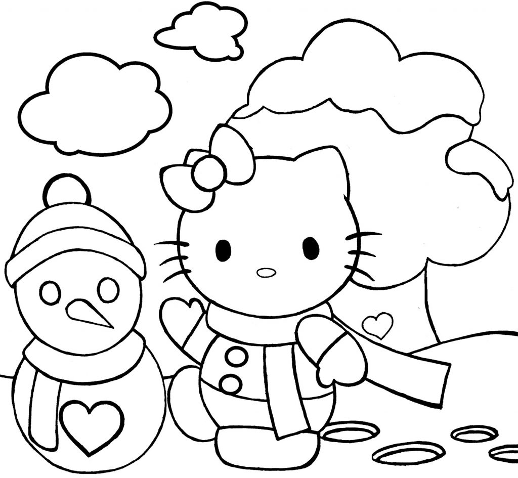 Hello Kitty Winter Coloring Page