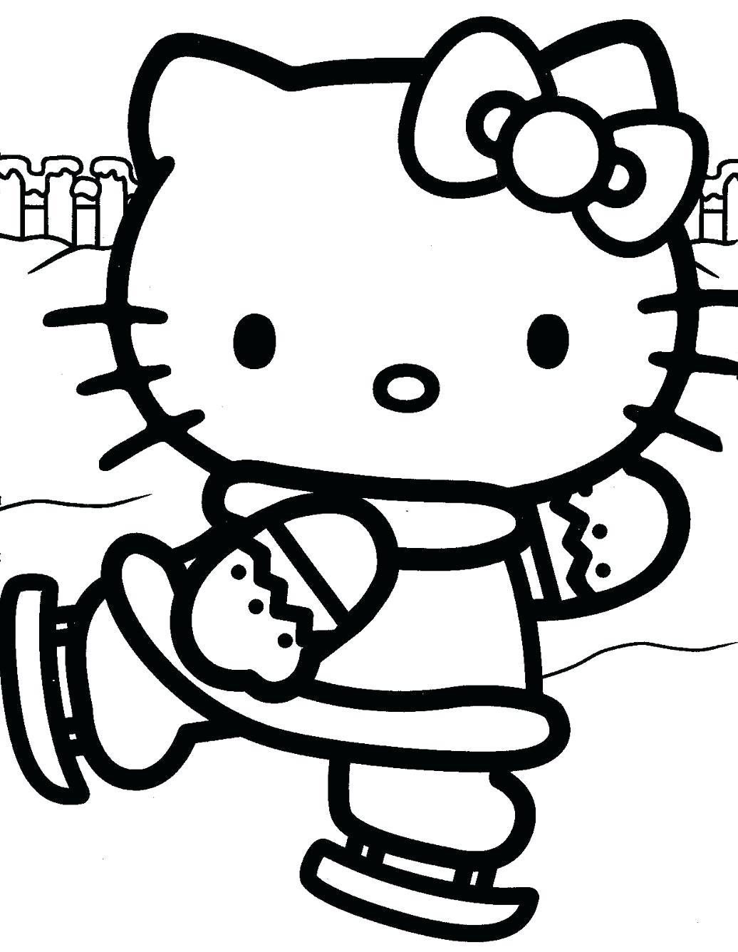 Hello Kitty drawing a picture coloring page