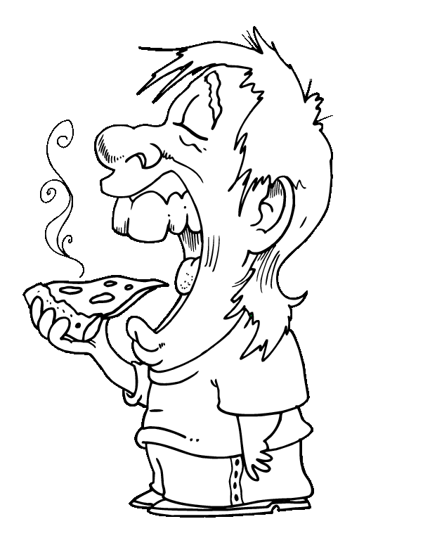 Man Eating Pizza Coloring Page