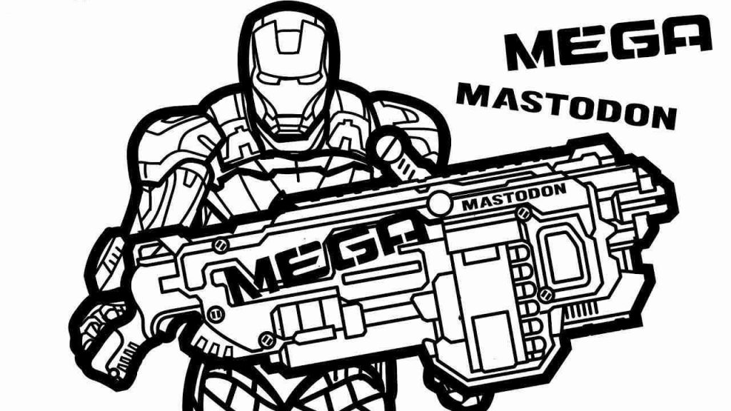 Mega Iron Man Nerf Gun Coloring Pages