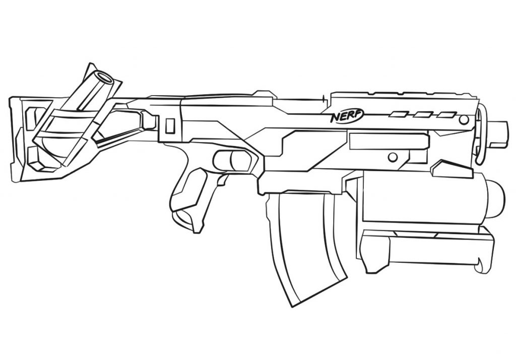 Nerf Gun Sketch Coloring Pages