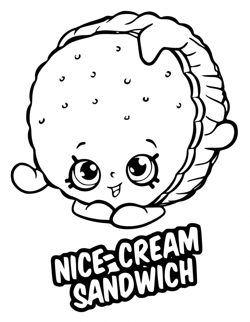 Nice Cream Sandwich Shopkins Coloring Page