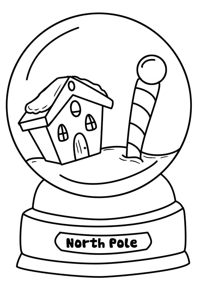 North Pole Snowglobe Coloring Page