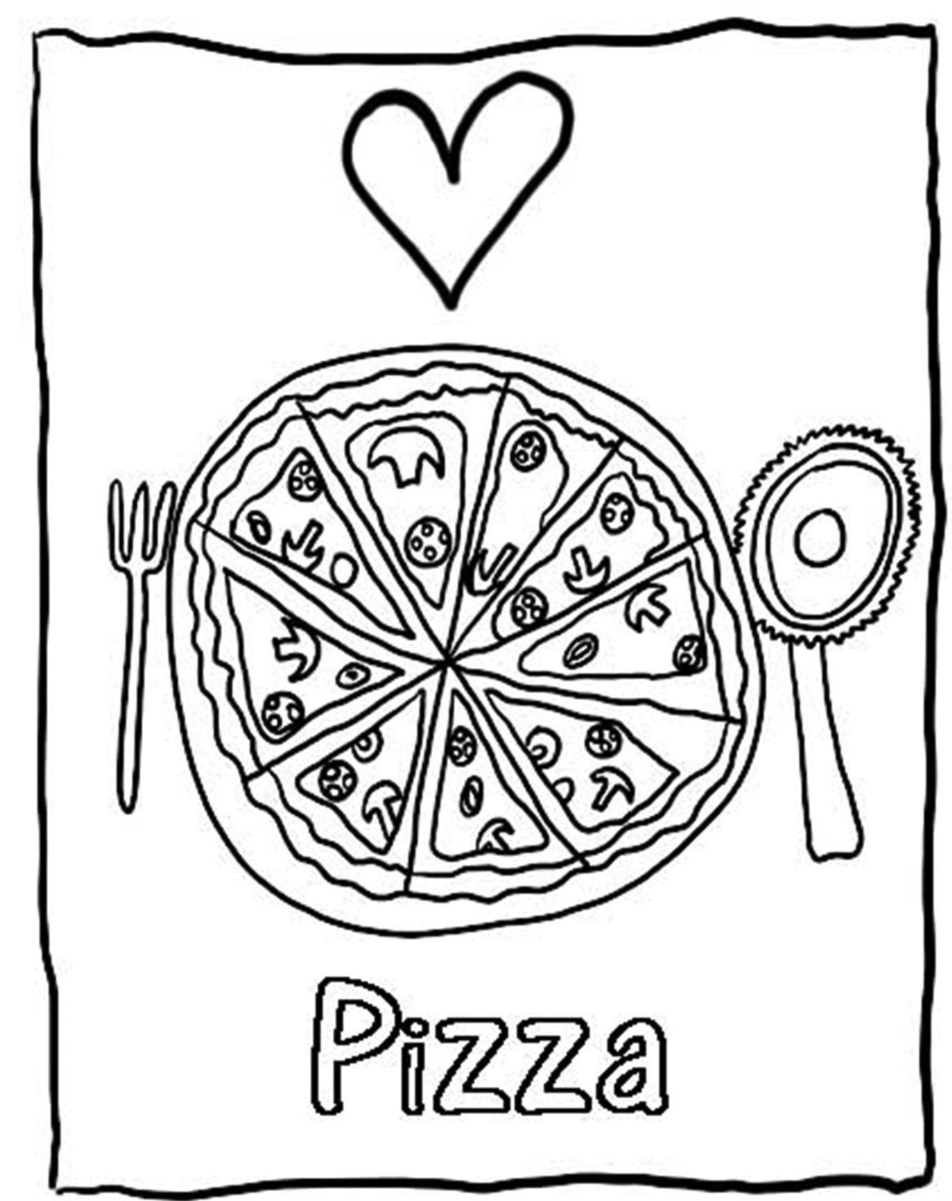 Pizza Coloring Page.