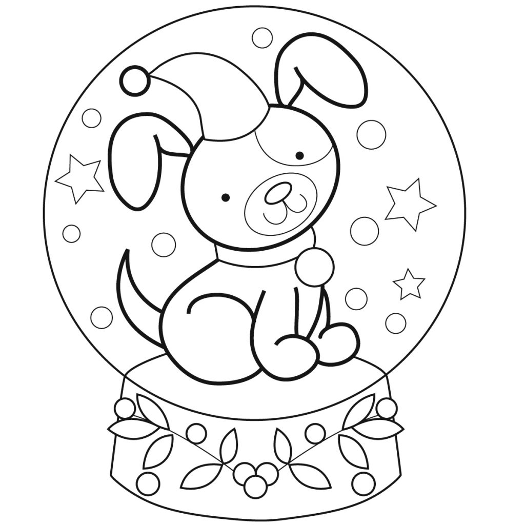 Puppy Snowglobe Coloring Page