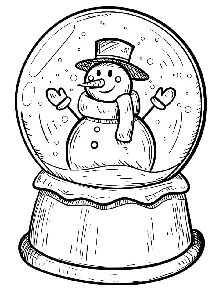 Snowman Snowglobe Coloring Page