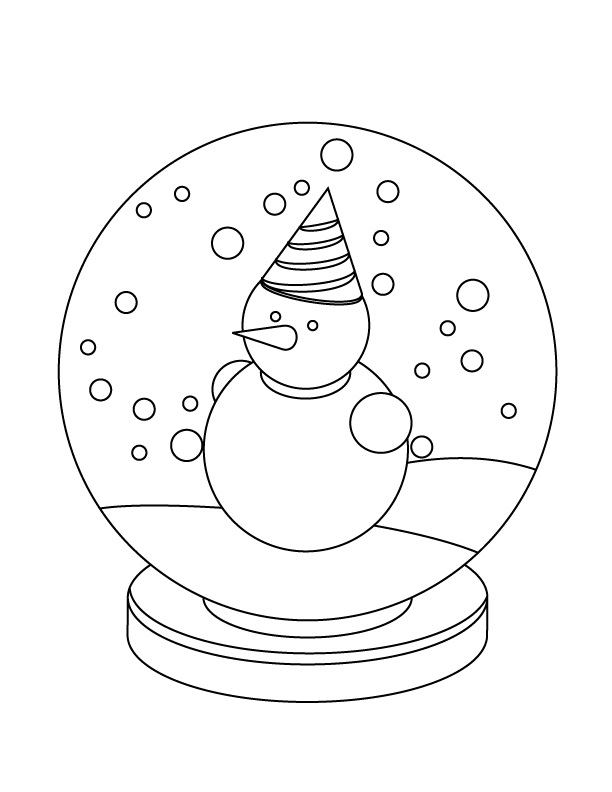 Snowman Inside Snowglobe Coloring Page