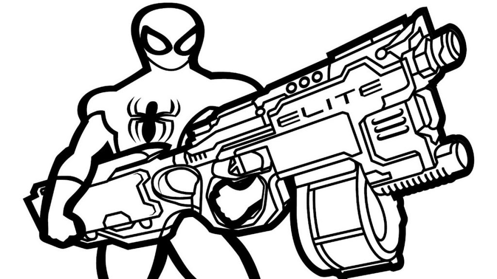 Spiderman Nerf Gun Elite Coloring Pages