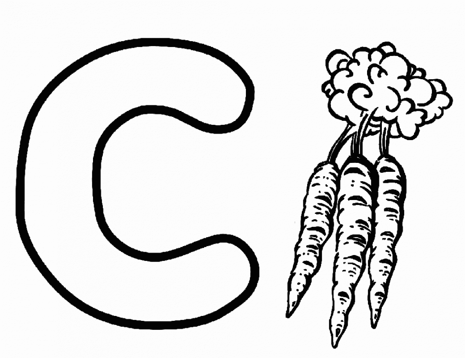 C For Carrot Coloring Page