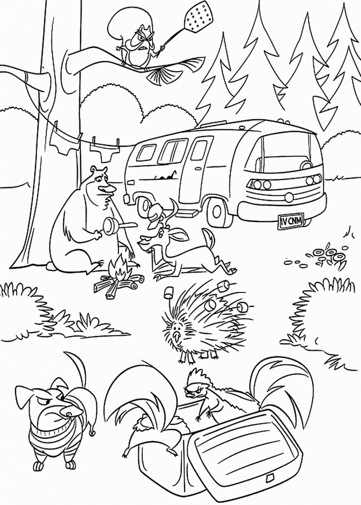 Camping With Animals Coloring