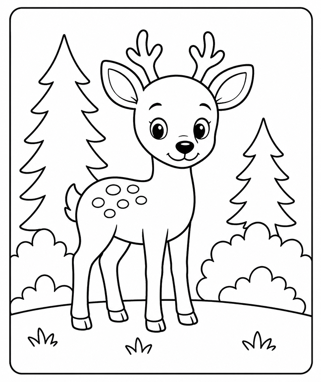 Deer In The Forest Coloring Page