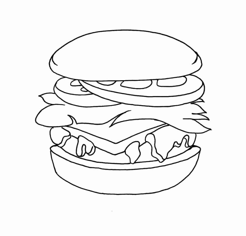 Easy Hamburger Coloring Pages