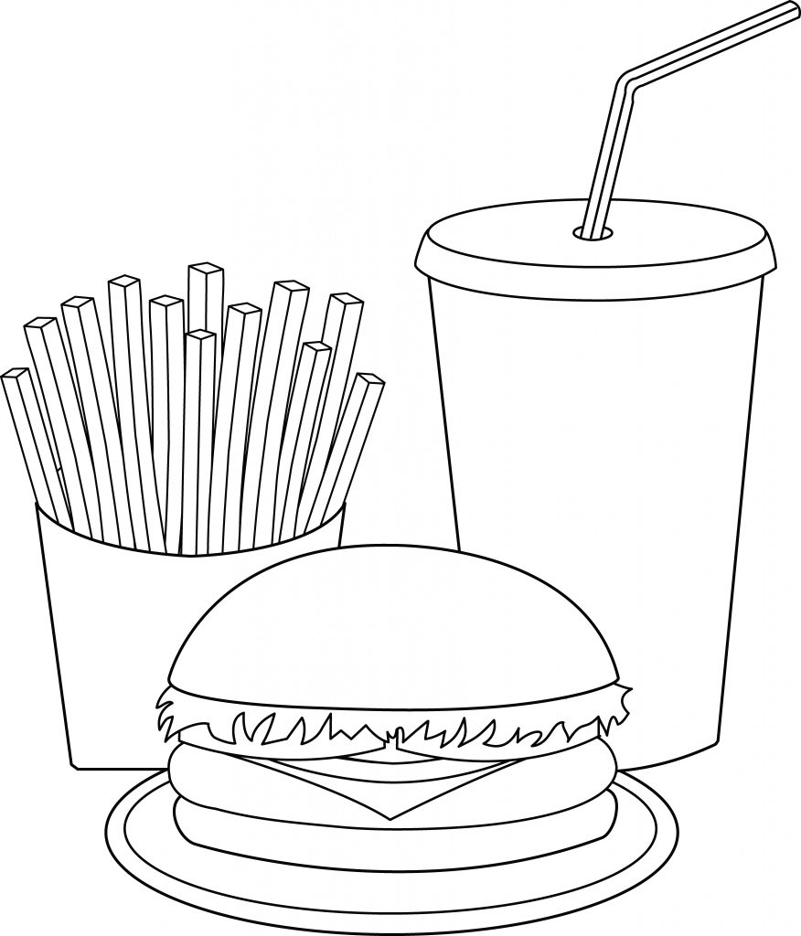 Fast Food Hamburger Meal Coloring Pages