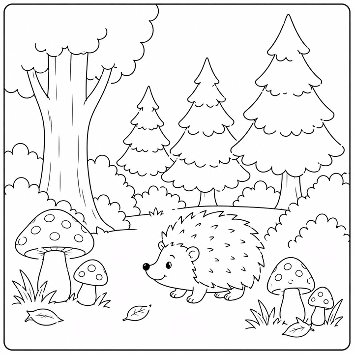 Forest Hedge Hog Coloring Page