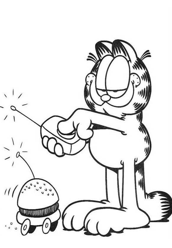 Garfield With Rc Hamburger Coloring Page