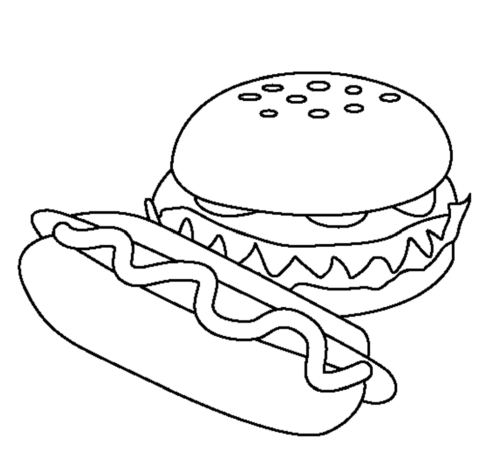 Hamburger And Hotdog Coloring Pages