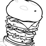 High Stacked Hamburger Coloring Page