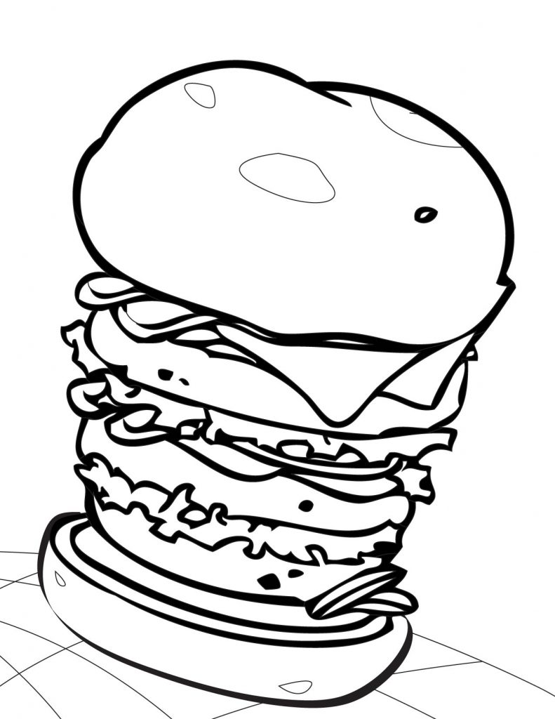 High Stacked Hamburger Coloring Page