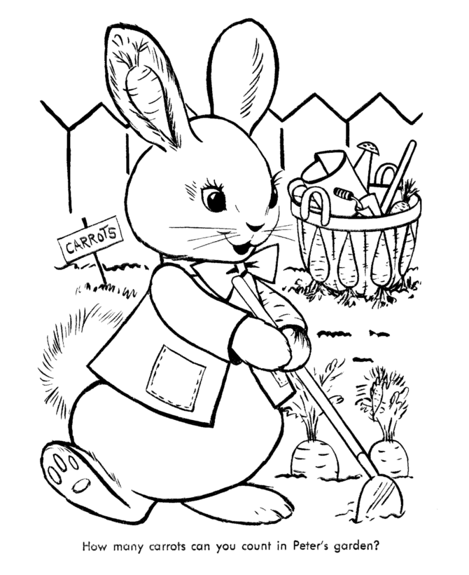Peter Rabbits Carrot Garden Coloring Page