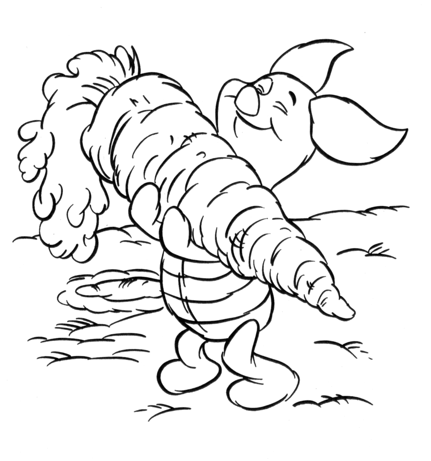 Piglet Big Carrot Coloring Page