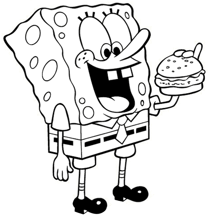 Spongebob Eating Crabby Patty Coloring Page