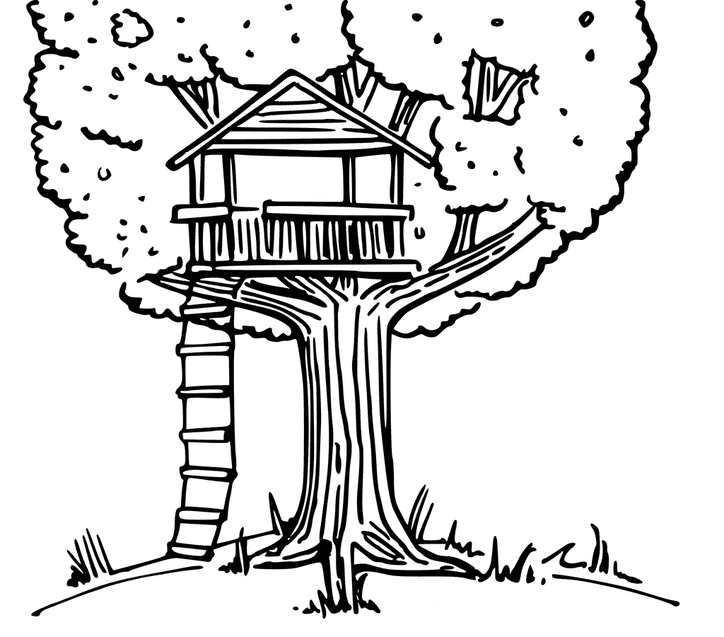 Treehouse Coloring Page