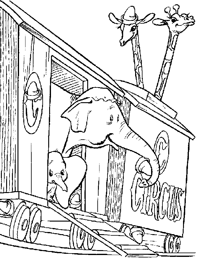 Dumbo On The Circus Train Coloring Page