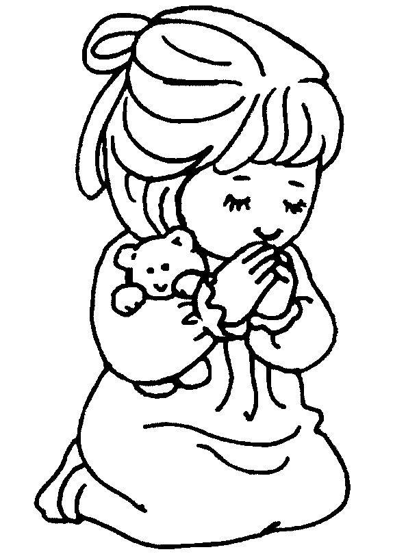 Girl Praying Before Bed Coloring Page