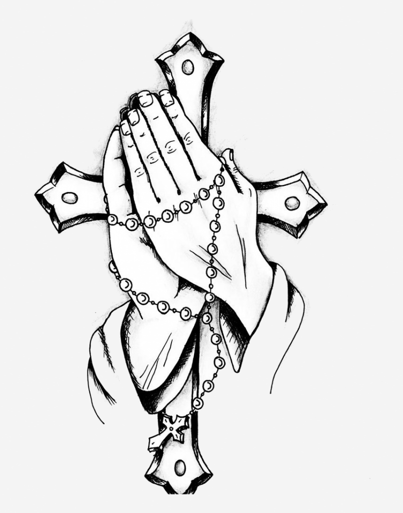 Praying Rosary Coloring Page