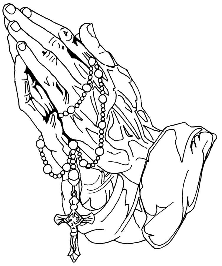 Praying With Rosary Coloring Pages