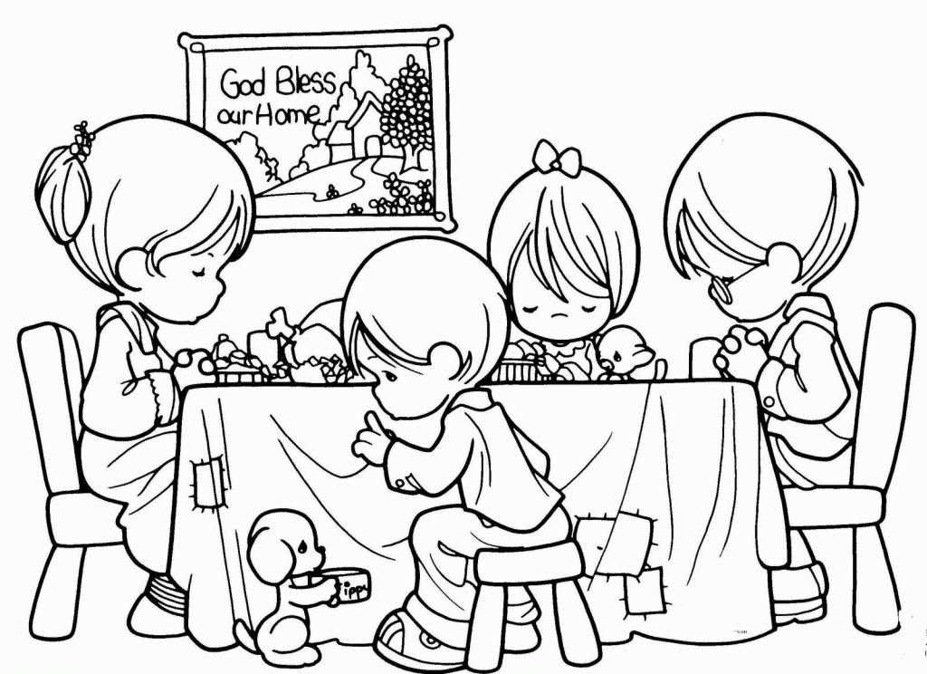 Precious Family Dinner Prayer Coloring Page